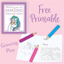 These free printable unicorn coloring pages are super sweet and fun for unicorn fans of all ages! Unicorn Valentine S Day Card Freebie Growing Play