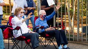 Rosalynn carter and jimmy carter is a photograph by everett which was uploaded on december president jimmy carter, with first lady rosalynn behind, addresses the crowd from the stage at a. President Jimmy Carter Celebrates 96th Birthday With Socially Distanced Party Abc News
