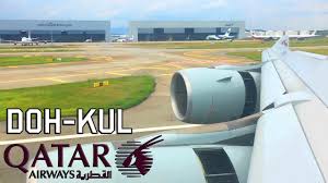 The average flying time for a direct flight from kuala lumpur, malaysia to doha is 7 hours 47 minutes. Qatar Airways Airbus A340 642 Landing In Kuala Lumpur Youtube