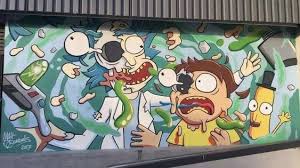 Some Graffiti Rickandmorty Rick Picklerick Morty Wubbalubbadubdub Getschwifty Ohgeez Memes Funny Rick And Morty Mural Graffiti