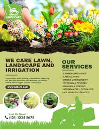 Lawn care and landscaping services. Rasenpflege Garten Dienstleistungen Flyer Vorlage Postermywall