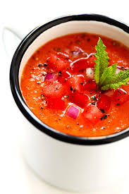 This Healthy Watermelon Gazpacho Recipe Is Easy To Make In Just 15 Minutes It S Loaded Up With Lots Of Summer Veg Gazpacho Recipe Watermelon Gazpacho Gazpacho