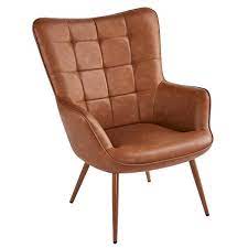 smilemart faux leather wingback accent chair upholstered biscuit tufted club accent chair contemporary chair with armchair for living room bedroom brown walma leather wingback chair leather wingback wingback armchair
