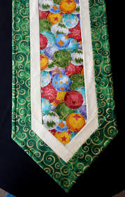 Bright And Colorful Christmas Ornaments A Reversible Table Etsy Quilted Table Runners Christmas Table Runner Pattern Christmas Table Runner