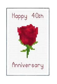 This domain is for use in illustrative examples in documents. Rose Red Ruby Happy 40th Anniversary Card 14 Count Cross Stitch Kit