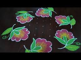 Creative Simple Flowers Rangoli 9 5 Dot S Youtube New Rangoli Designs Small Rangoli Design Free Hand Rangoli Design