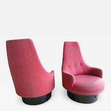 This exceptionally rare high back chair is the pinnacle of forward thinking design. Adrian Pearsall Lovely Pair Of High Back Swivel Lounge Chairs Adrian Pearsall Mid Century Modern