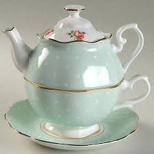 White dots, green background, rose. Royal Albert Polka Rose At Replacements Ltd In 2020 Tea Pots Tea Tea For One