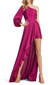 We have top designers including sherri hill, juan carlos pinera, mac duggal, tony bowls, stephen yearick and more. Ieena For Mac Duggal One Shoulder Long Sleeve Satin High Low Gown Nordstrom In 2021 High Low Gown Gowns Clothes For Women