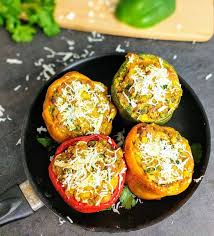 Stuffed Capsicum Recipe Bharwa Shimla Mirch Stuffed Bell Peppers Recipe Capsicum Recipes Stuffed Peppers Stuffed Bell Peppers