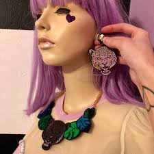 Leopard Black and Mirror Copper Gold Earrings, Laser Cut Acrylic, Plastic  Jewelry