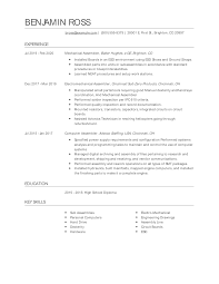 mechanical assembler resume examples