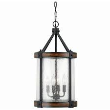 Kichler Lighting Barrington 12 01 In Distressed Black And Wood Rustic 139 Liked Glass Cylinder Pendant Light Wood Pendant Light Rustic Pendant Lighting