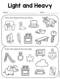 Lesson In A Snap Heavy Light Pocket Chart Sorting Activity For Pre K 1st Kindergarten Math Activities Kindergarten Math Kindergarten Worksheets