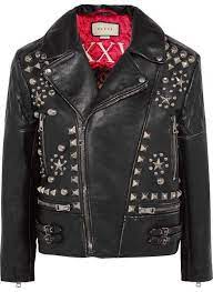 Gucci Studded Leather Biker Jacket Black Designer Leather Jackets Leather Jackets Women Studded Leather Jacket