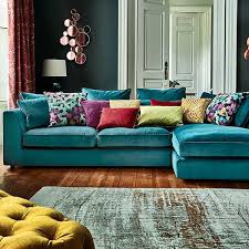 Jewelled Tones And Luxe Velvet Fabrics Will Add A Bold Bohemian Look To Your Home Living Room Turquoise Corner Sofa Living Room Bohemian Living Room Decor