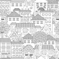 Download Seamless Texture With Funny Houses And Trees For Coloring Book Royalty Free Cliparts Vectors And Stock Illustration Image 90948218