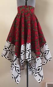 Black And White African Print Skirt Beautiful African Wax Print High Waisted A Line Asymmetric Maxi Skirt Mixed Red Yellow Black White Print 100 Cotton African Print Skirt African Wax Print Skirt Fashion