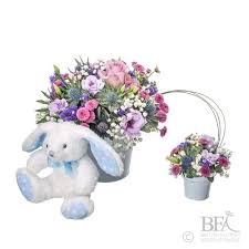 New baby boy bouquet,balloon and bear. Mum Baby Boy And Bunny And Balloon Buy Online Or Call 01895 420912