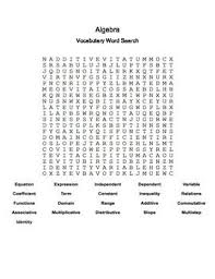 Algebra Word Search Algebra Math Words Algebra Vocabulary