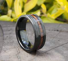Black Hammered Tungsten Ring Wood Inlay Wedding Band Mens 8mm Etsy Hammered Tungsten Ring Wood Inlay Wedding Band Mens Wedding Bands