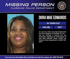 UPDATE: Dora Edwards has been located. On June 05, 2025, Dora Mae Edwards  left the area of Regal Inn in Sheffield, AL and has not returned. If anyone  has any information regarding