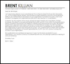 Equity Analyst Cover Letter Sample Cover Letter Templates Examples