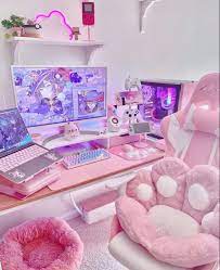 What do you guys think? Pink Gaming Setup In 2021 Game Room Design Video Game Room Design Kawaii Room