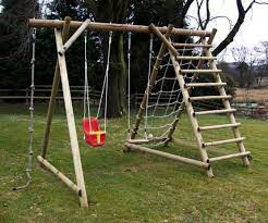 Double Swing Frame With Net Frame And Extension Caledonia Play Kids Outdoor Play Equipment Swing Set Diy Backyard For Kids