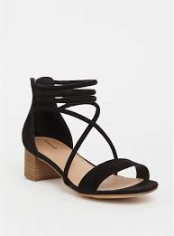 Black Ankle Strap Sandals Heels Black Faux Suede Strappy Heel Sandal Ww In 2020 Suede Strappy Heels Ankle Strap Block Heel Black Ankle Strap Heels