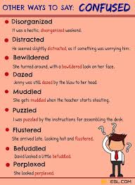 Confused Synonym List Of 50 Synonyms For Confused In English 7 E S L English Vocabulary Words Writing Words Learn English Words