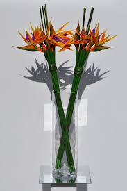 Bird Of Paradise Arrangement Flower Arrangements Artificial Simple Bird Of Paradise Arrangement W Bamboo Stems Tropical Flower Arrangements Tropical Floral Arrangements Flower Arrangements