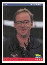 1993 Macon Braves WILLIE JOHNSON Signed Card autograph auto TRAINER