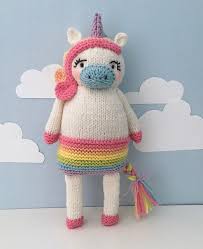 The link for the free pattern is provided below photo. 13 Magical Unicorn Knitting Patterns Blog Nobleknits