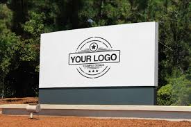 Find & download free graphic resources for sign mock up. Company Logo Outdoor Signage Online Mockup Mediamodifier