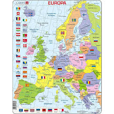 Europa ist der zweite kleinste kontinent der welt. Rahmen Puzzle 48 Teile 36x28 Cm Karte Europa Politisch Larsen Mytoys