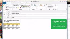 Send Excel Data To Outlook Body With Borders Excel Messages Data