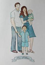 Original Custom Family Portrait Medium Family By Dandyroodesigns Family Drawings Family Portraits Custom Family Portrait