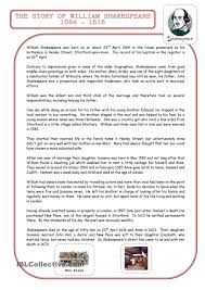 William Shakespeare William Shakespeare Reading Comprehension Worksheets Reading Comprehension Activities