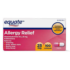 Equate Allergy Relief Diphenhydramine Capsules 25mg 100 Ct Walmart Com Allergy Relief Natural Allergy Relief Allergies