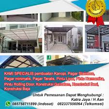 4m, 5m, 6m, 7m atau sesuai pesanan lebar efektif : Spesialis Pembuatan Kanopi Pagar Pintu Dan Konstruksi Hp 085758711899 Jasa Pembuatan Kanopi Tuban