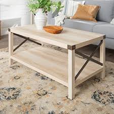 Minerva pine solid wood dining table. Amazon Com Walker Edison Sedalia Modern Farmhouse Metal X Coffee Table 40 Inch White Oak Furniture Decor