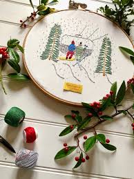 Embroidery is an art that uses an embroidery hoop, thread and a needle to create marvelous you can use these patterns to make beautiful quilts, baby bibs this little bee picture is made with many different stitches, so it's a great first project. New Embroidery Pattern Ski Days Ruby Seppings