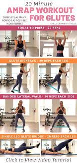 20 Min Amrap Workout For Glutes Amrap Workout At Home Glute Workout Resistance Workout