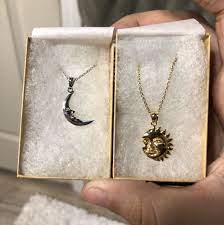 Sun Moon 2 Necklace Set In Sterling Silver 14k Yellow Gold Etsy Moon Jewelry Sun And Moon Necklace Cute Jewelry
