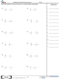 Adding fraction with common denominators: Fraction Worksheets Free Commoncoresheets
