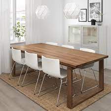 This modern, comfortable, and affordable dining chair has a sleek acrylic seat supported by a chrome base. Morbylanga Bernhard Table And 6 Chairs Brown Kavat White Ikea