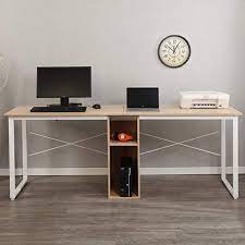 Amazon Com Dlandhome Double Computer Desk 78 Inches Extra Large Home Office Desk Multifunction Gaming Table Workstati Large Office Desk Home Office Desks Desk