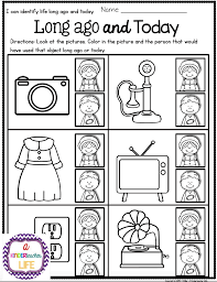 Social Studies Life Long Ago And Today For Kindergarten 1st Grade Color In The Preschool Social Studies Kindergarten Social Studies Social Studies Worksheets