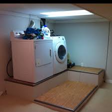 Built In Washer Dryer Platform Conceals A Uneven Floor And Drains That Stick Outta The Floor Laundry Room Layouts Laundry Room Laundry